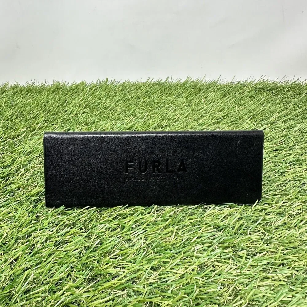 Furla Triangle Eyeglass Case Magnetic TriFold Glasses Holder Black
